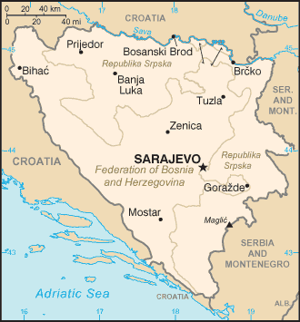 Map of Bosnia-Herzegovina